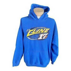 Y2k Motocross Motorcycle Racing Blue NASCAR Style Hoodie AJ Kline #17 Size XL